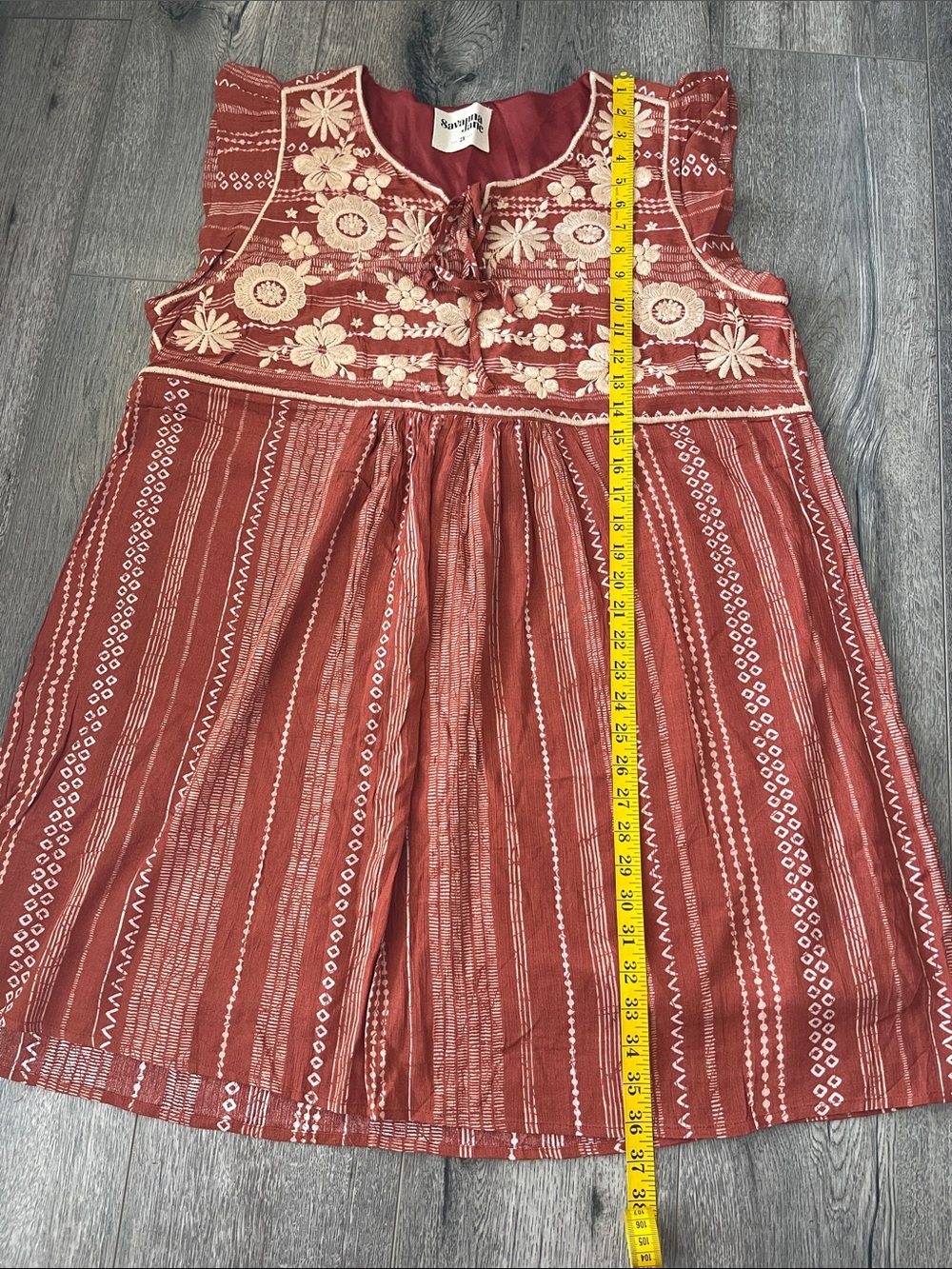 Savanna Jane Rust Dress with Cream Floral Embroidery - Picture 6 of 10